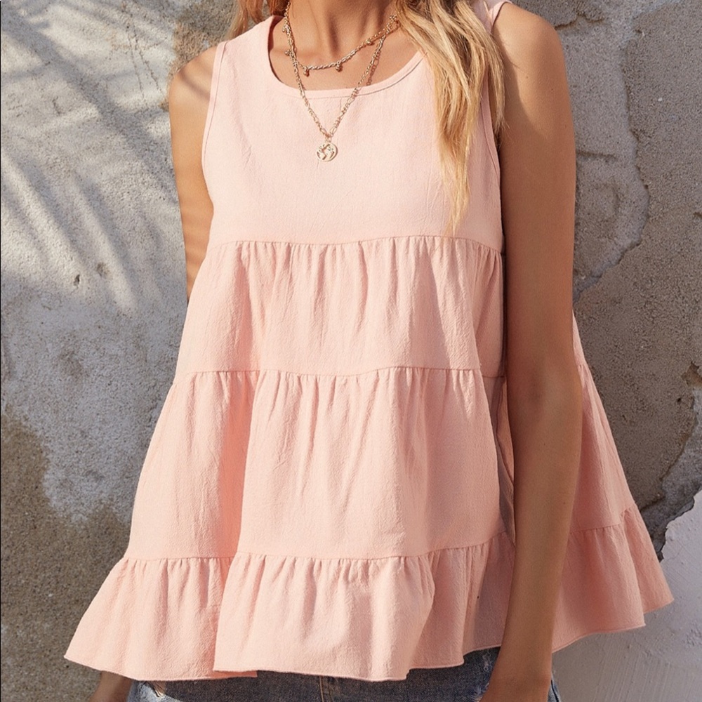 Shein Solid Ruffle Hem Tank Top NWOT